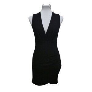 Lulus Black V-Neck Sleeveless Stretch Bodycon Mini Cocktail Dress Womens Small